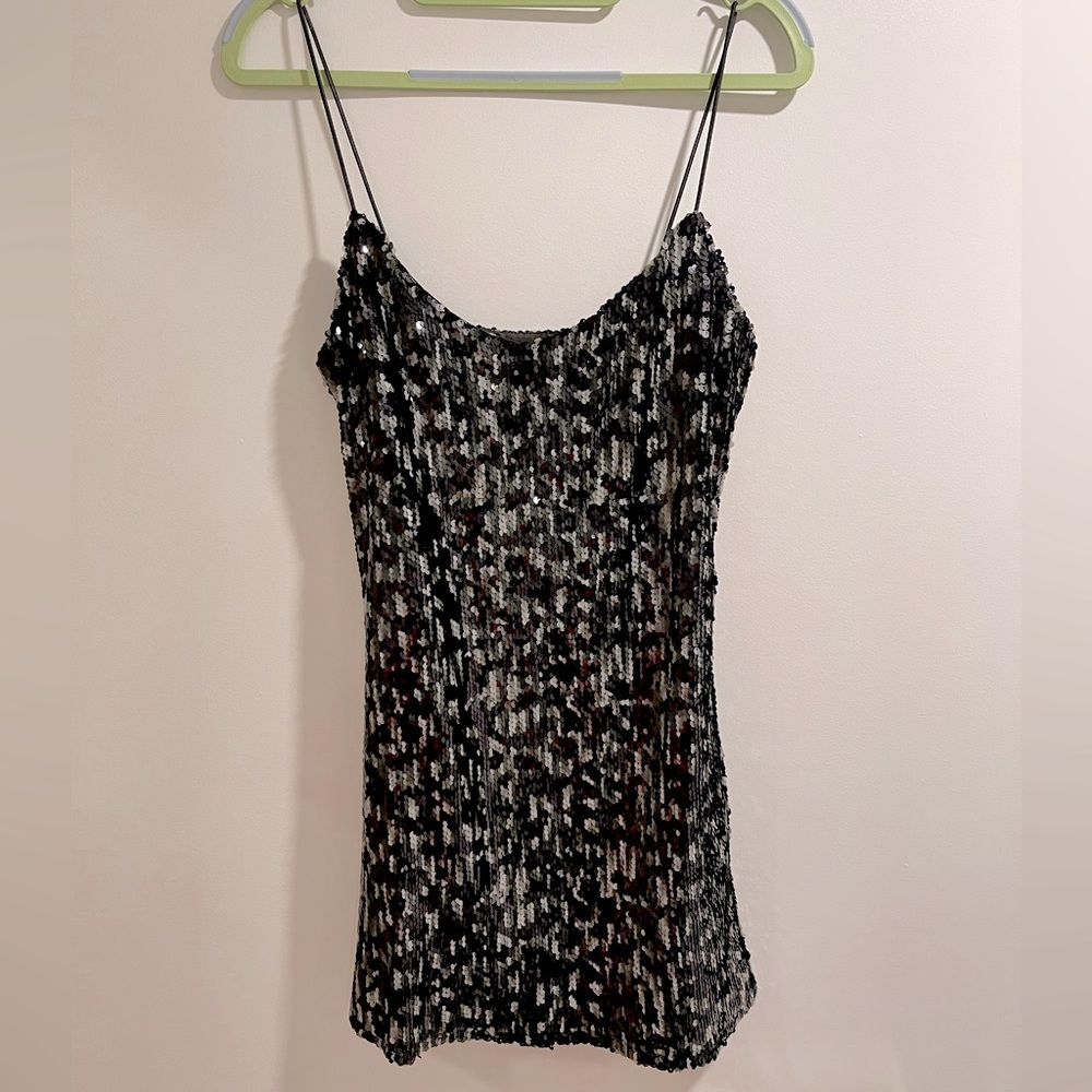 Black Sequin Superdown Mini Dress Sz Small